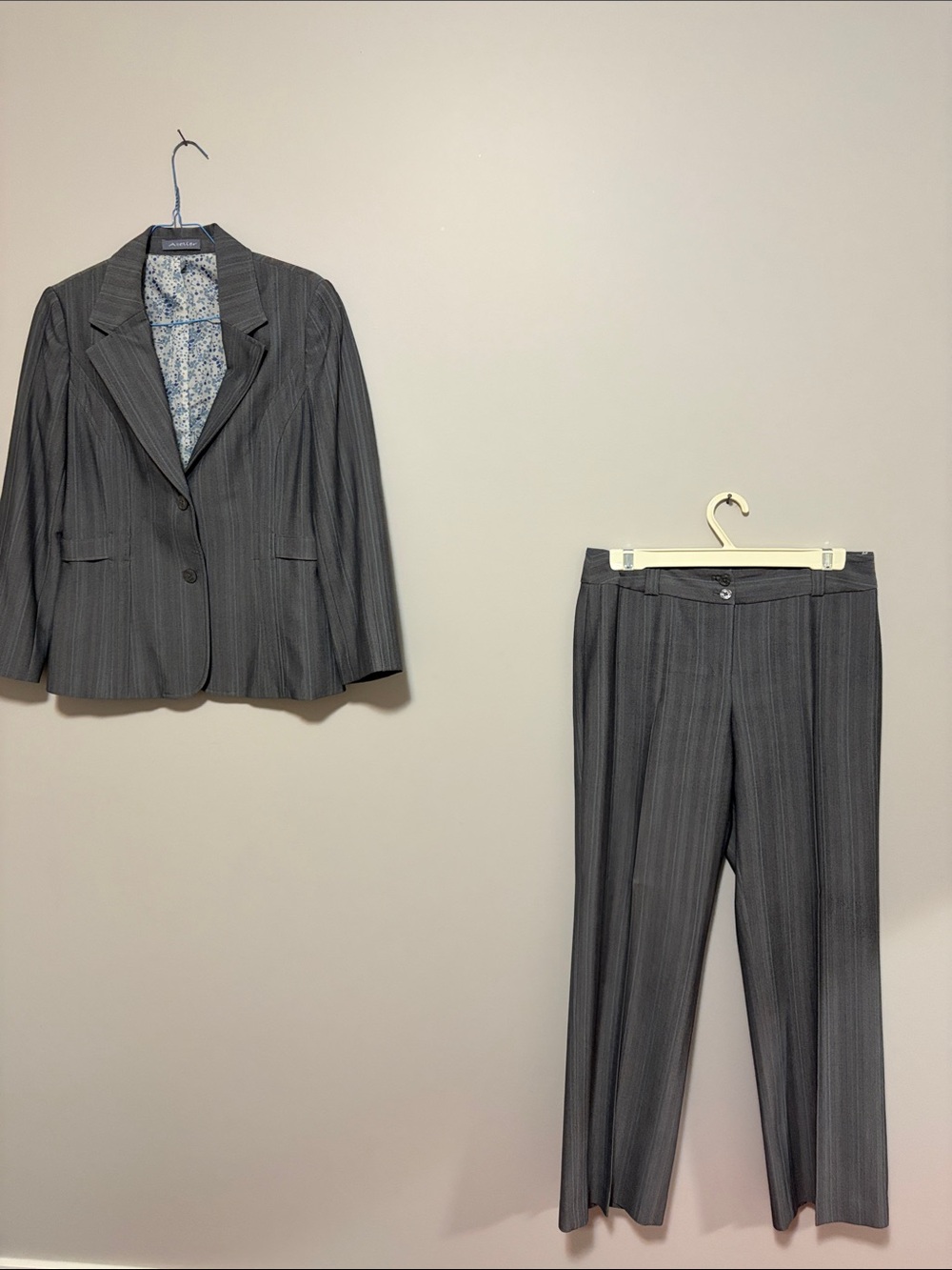 Atelier Tailored Gray Pinstripe Women's Suit Jacket & Pants